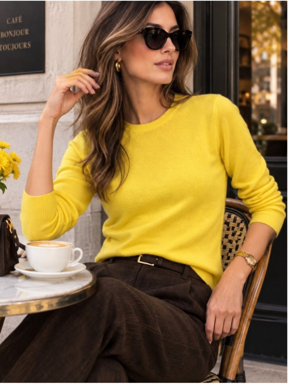 Saks Fifth Avenue 100% Cashmere Yellow Sweater S